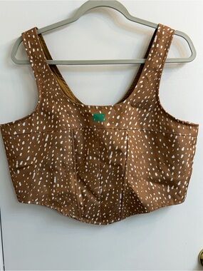 Melody Ehsani Brown Spotted Women's Crop Tank Top